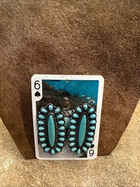Faux turquoise cluster earrings